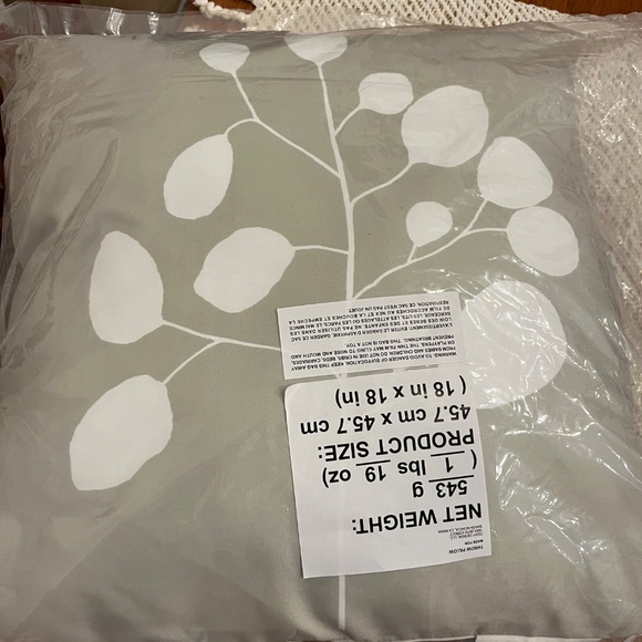 NWT Sage Green and Cream 18X18 Pillow in bag, Zippered, FabFitFun - Picture 3 of 6